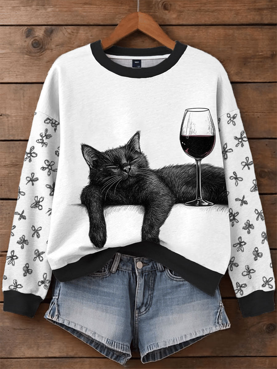 Sweat-shirts pour chats à boire du vin rouge