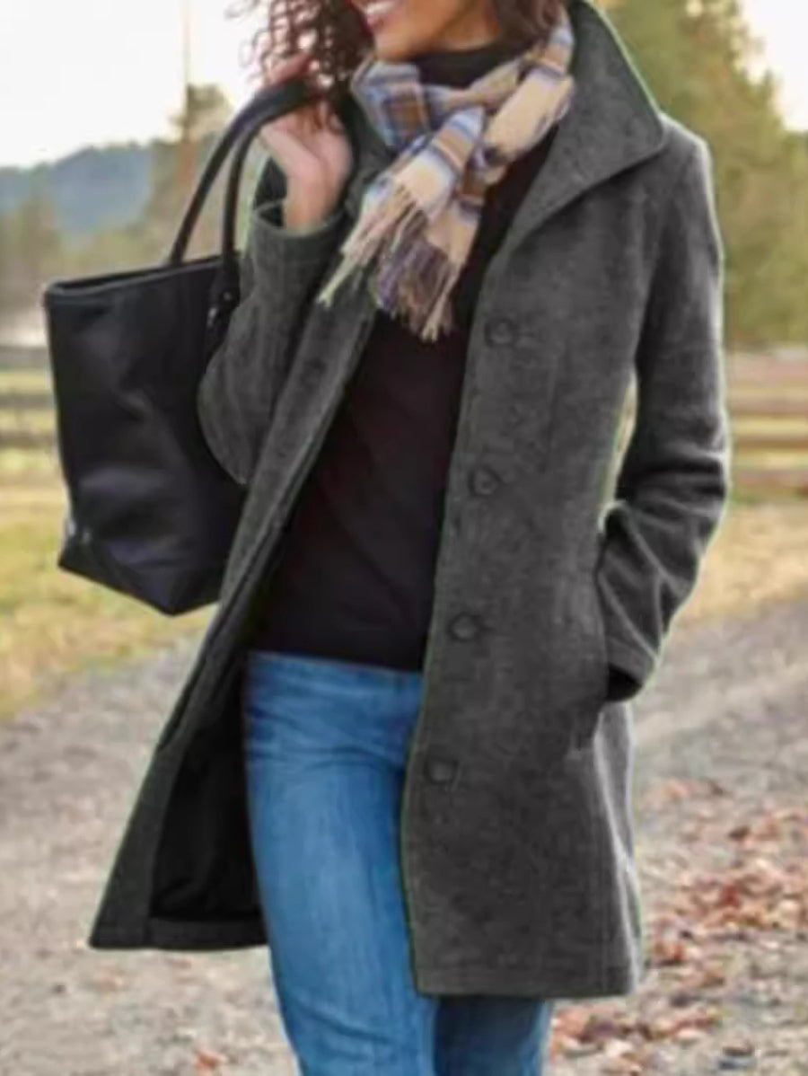 Manteau en laine mi-long chaud pour femmes