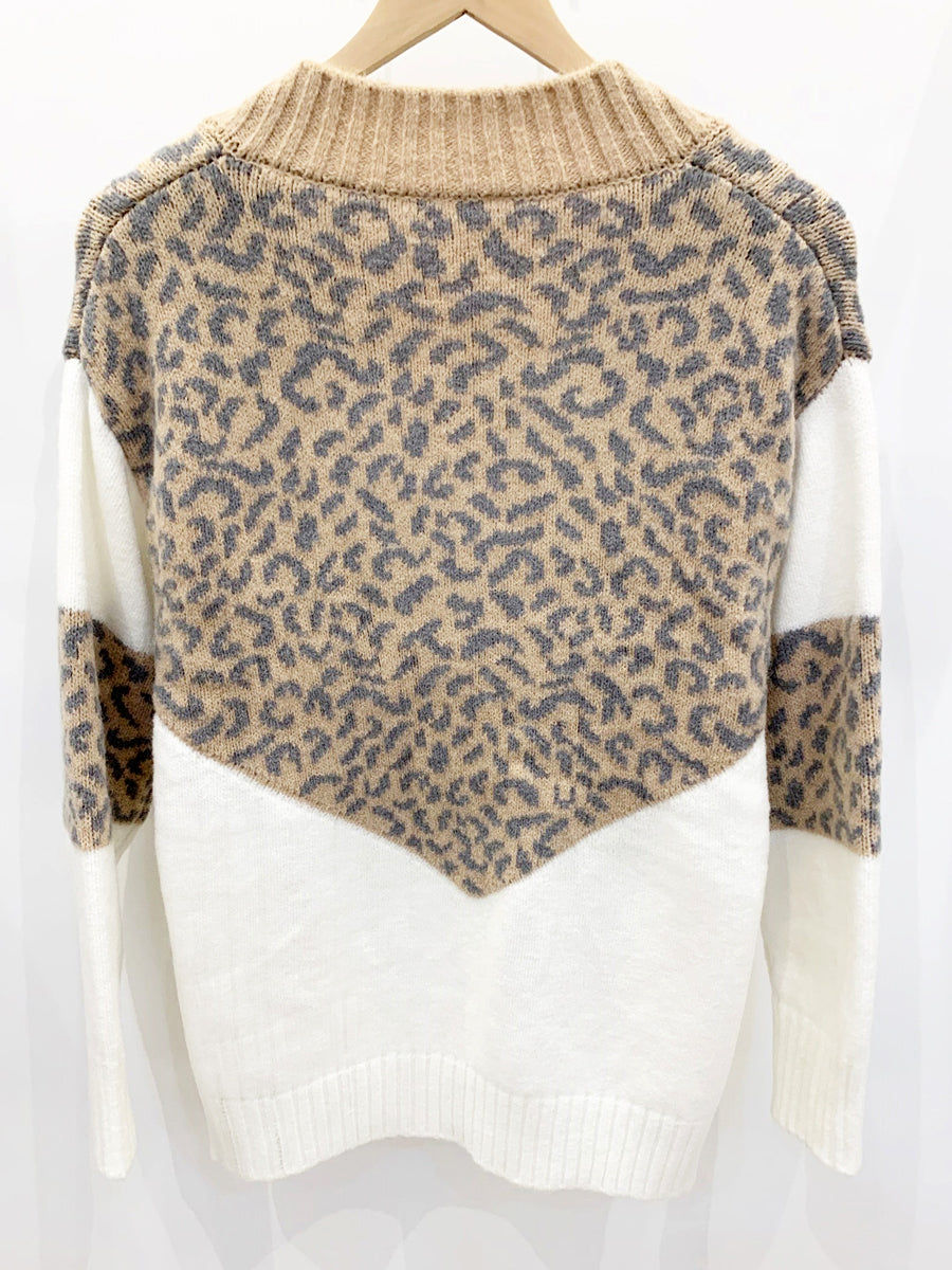 Pull décontracté en tricot léopard pour femmes