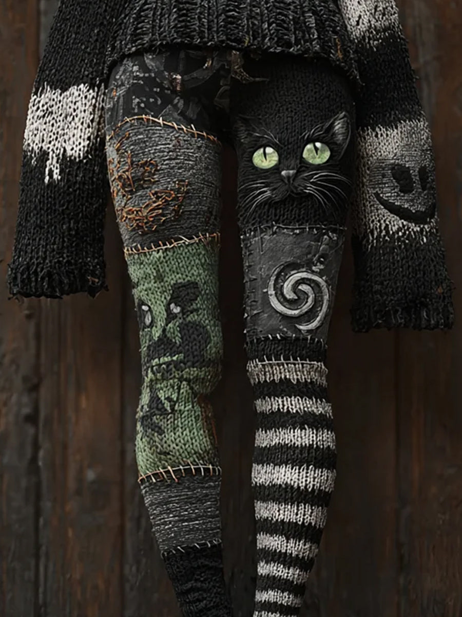 Leggings confortables rétro imprimé Art animal pour femmes