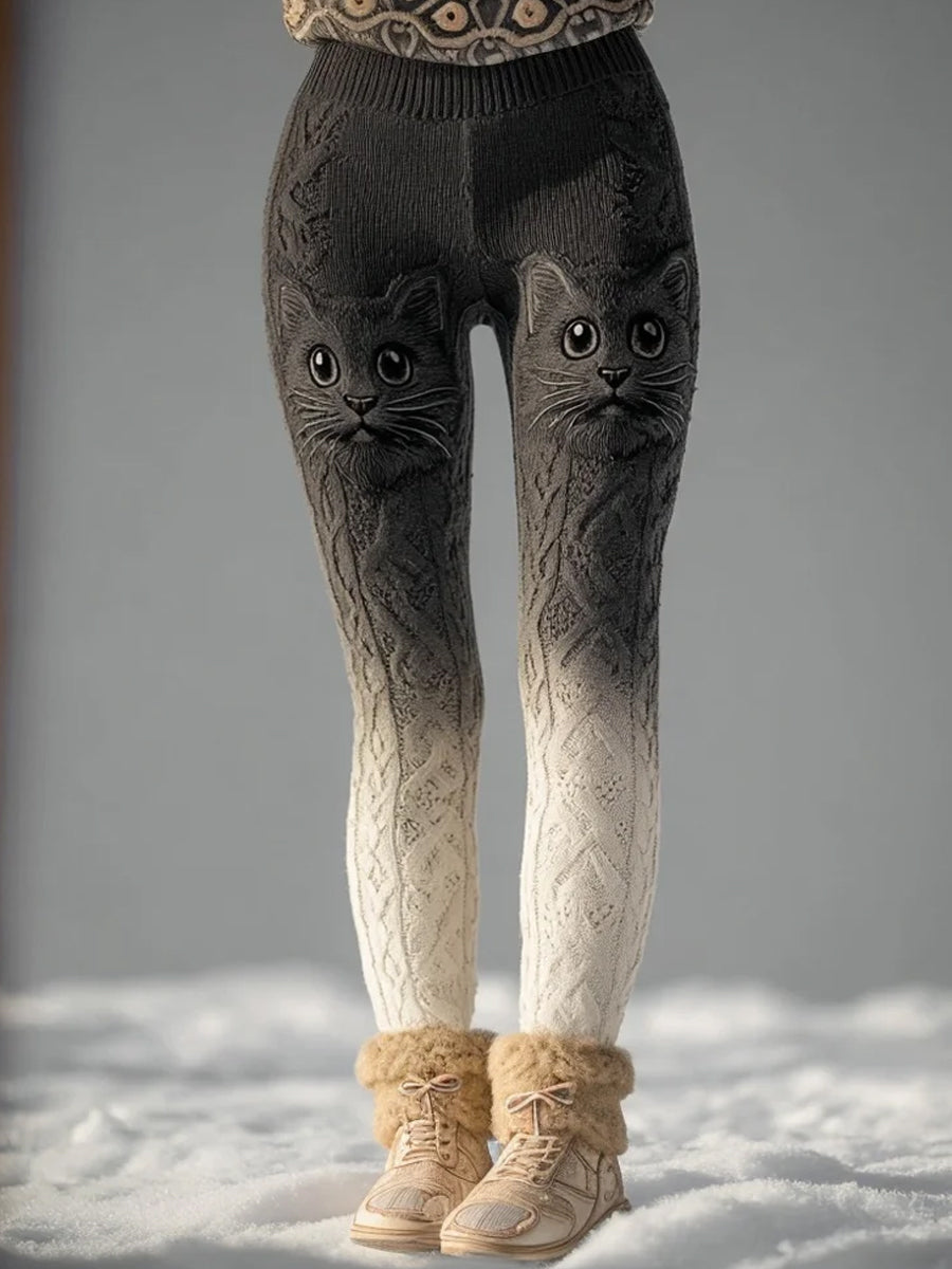 Leggings confortables rétro imprimé Art animal pour femmes