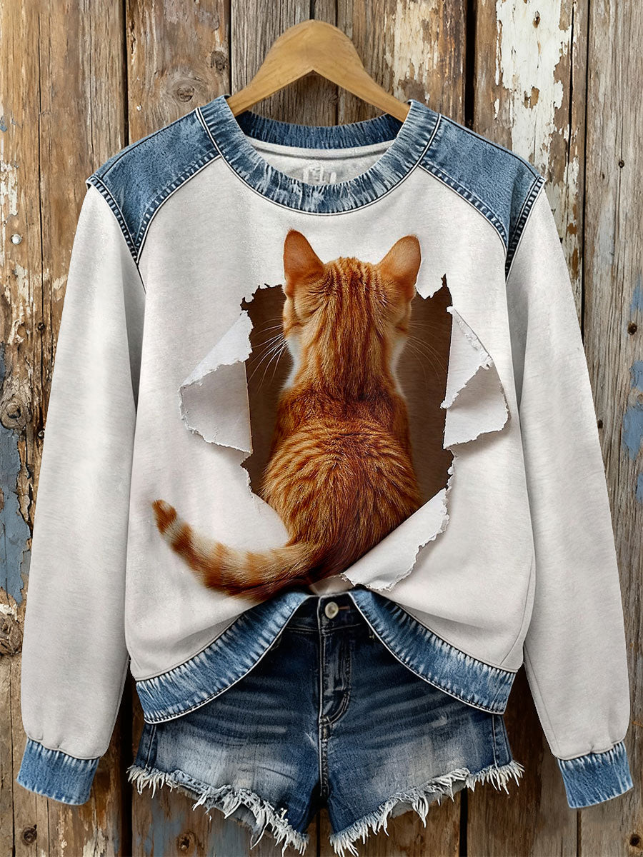 Femmes Denim Patchwork Haut