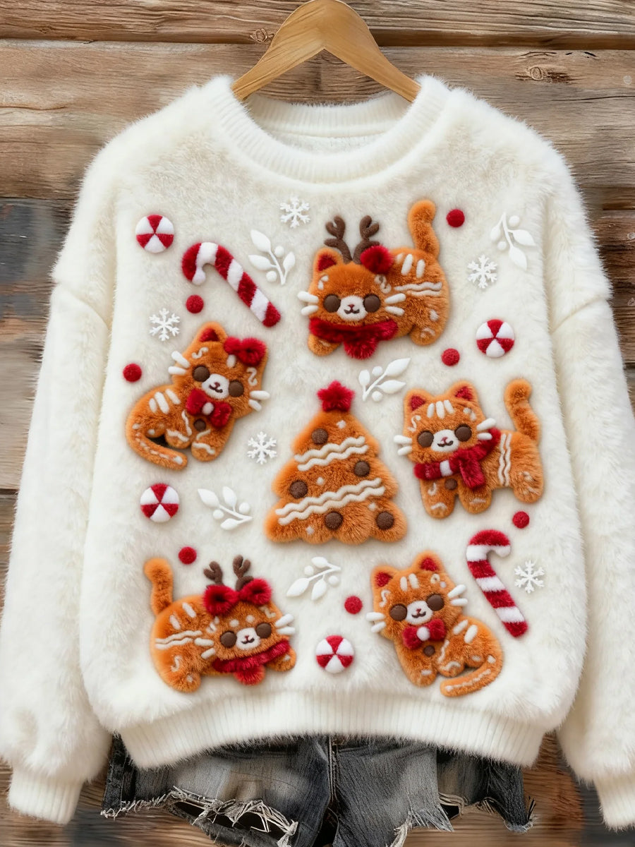 Haut en flanelle décontracté à imprimé animal de Noël rétro pour femmes
