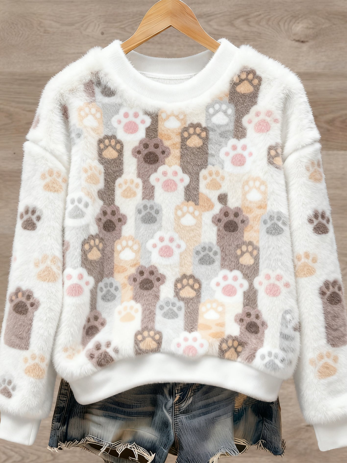Pull en flanelle à imprimé animal mignon pour femmes