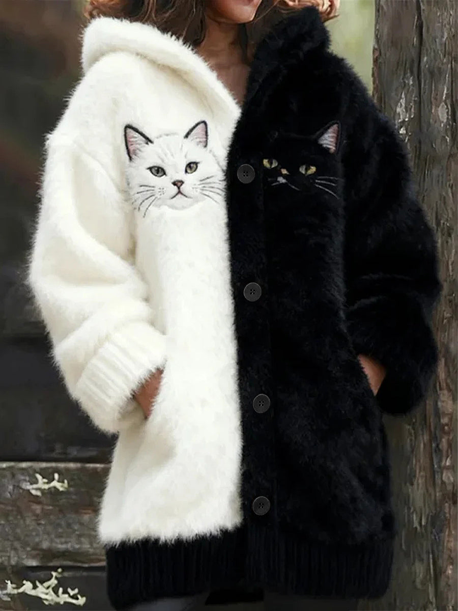 Manteaux Flannel Cats Print Femme