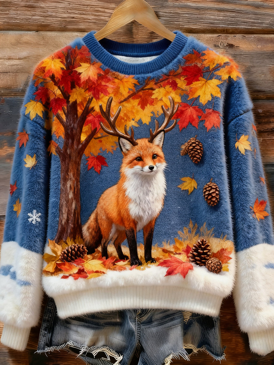 Top en flanelle décontracté à imprimé animal rétro pour femmes