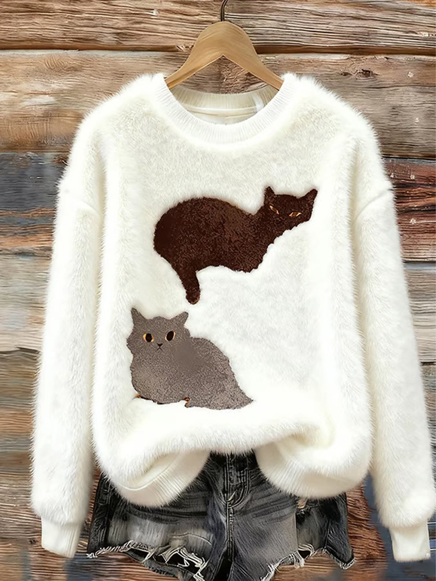 Pull en flanelle à imprimé animal mignon pour femmes