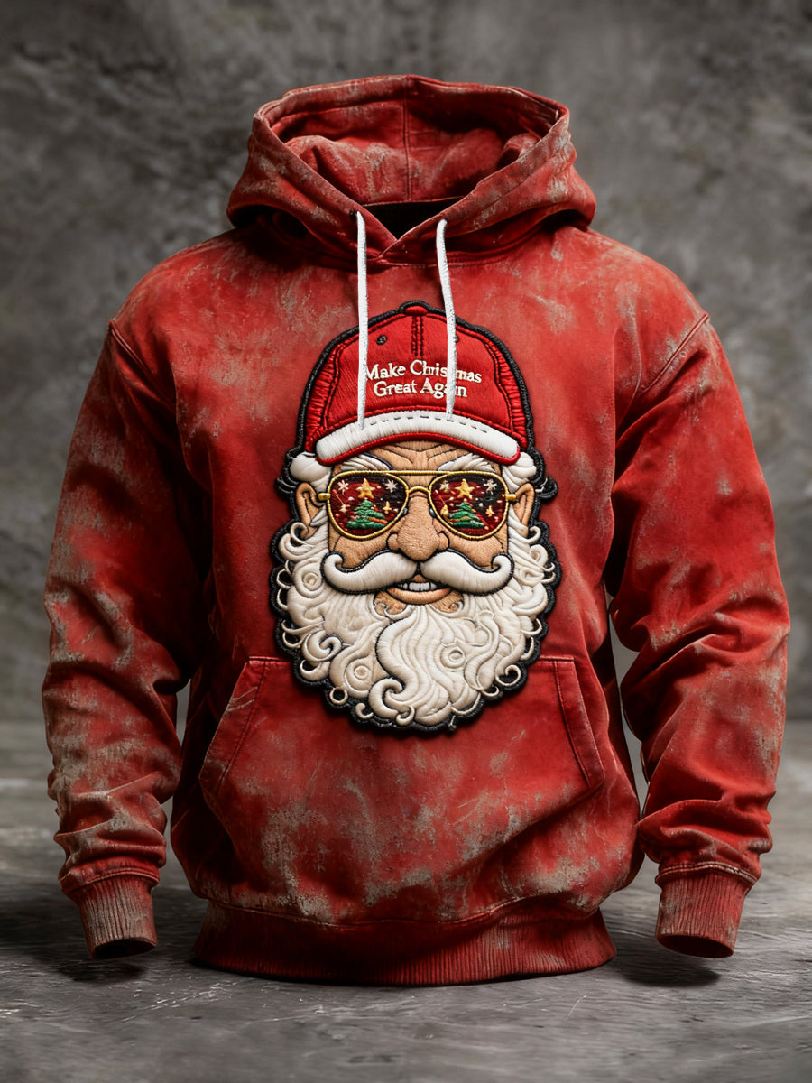 Sweat à Capuche Décontracté Père Noël Amusant Rétro