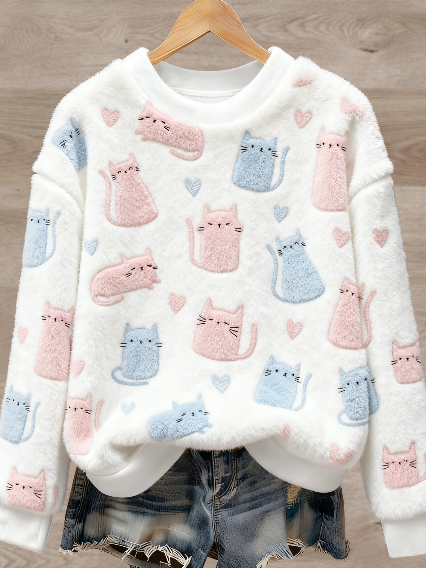 Pull en flanelle à imprimé animal mignon pour femmes