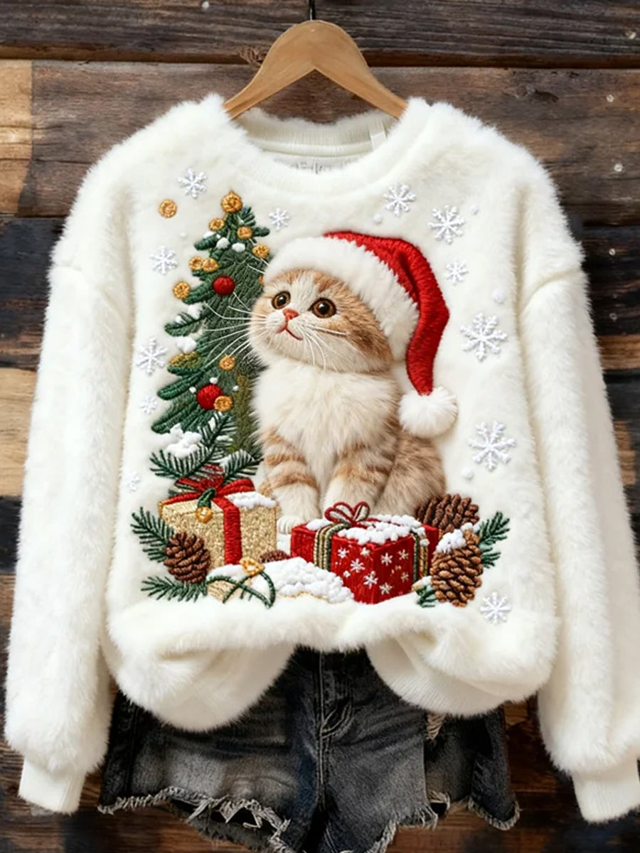 Rétro Animal Art Print confortable Flanelle Sweatshirt des femmes