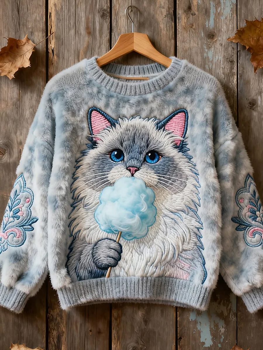 Top Décontracté en Flanelle Imprimé Art de Noël Animal Rétro Femme