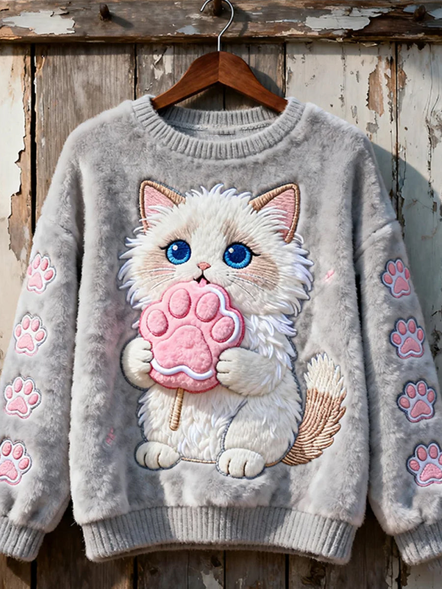 Top Décontracté en Flanelle Imprimé Art de Noël Animal Rétro Femme