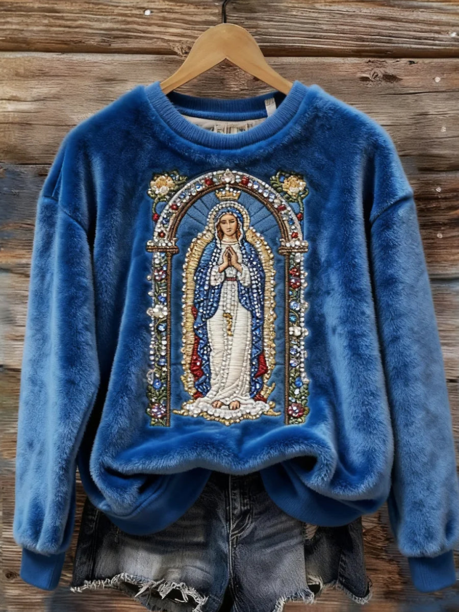 Top Décontracté en Flanelle Imprimé Art de Noël Animal Rétro Femme