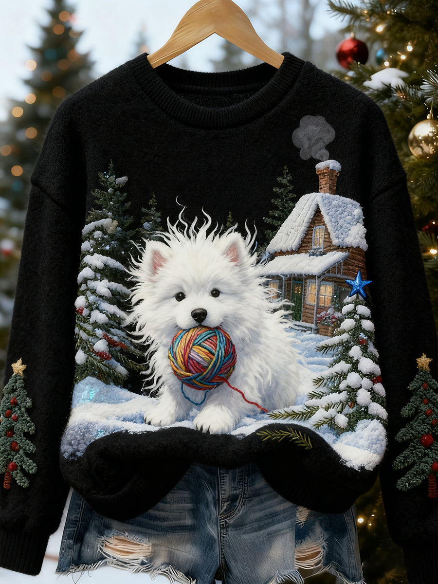 Top Décontracté en Flanelle Imprimé Art de Noël Animal Rétro Femme