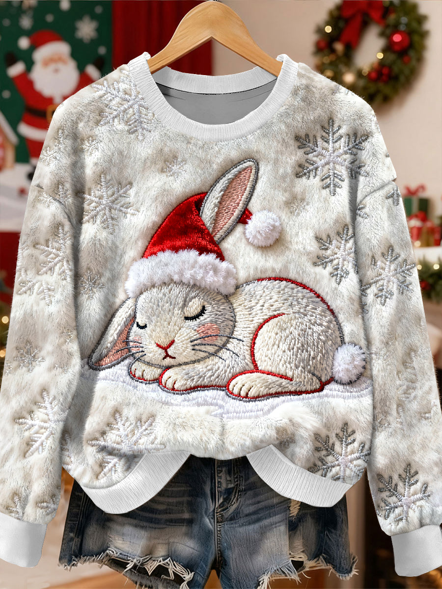 Superbe motif de lapin de Noël Casual Sweat-shirt à manches longues