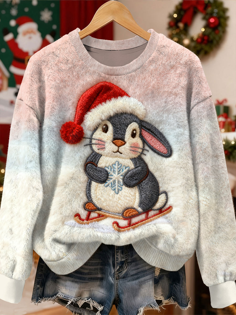 Superbe motif de lapin de Noël Casual Sweat-shirt à manches longues