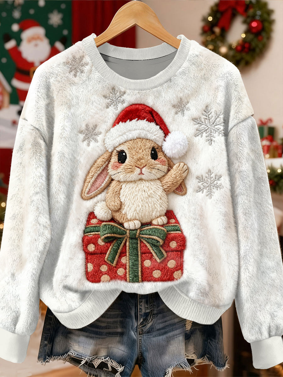 Superbe motif de lapin de Noël Casual Sweat-shirt à manches longues