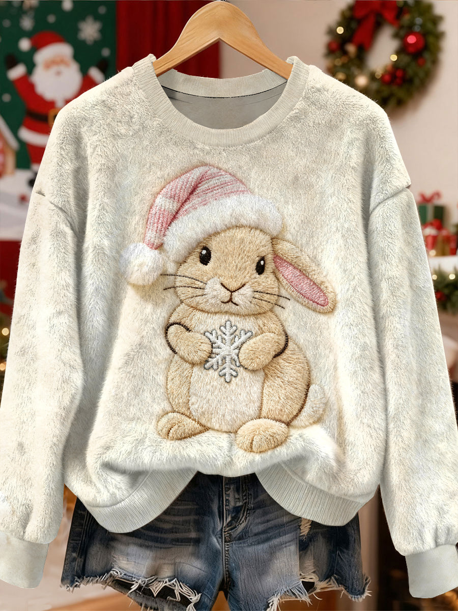 Superbe motif de lapin de Noël Casual Sweat-shirt à manches longues