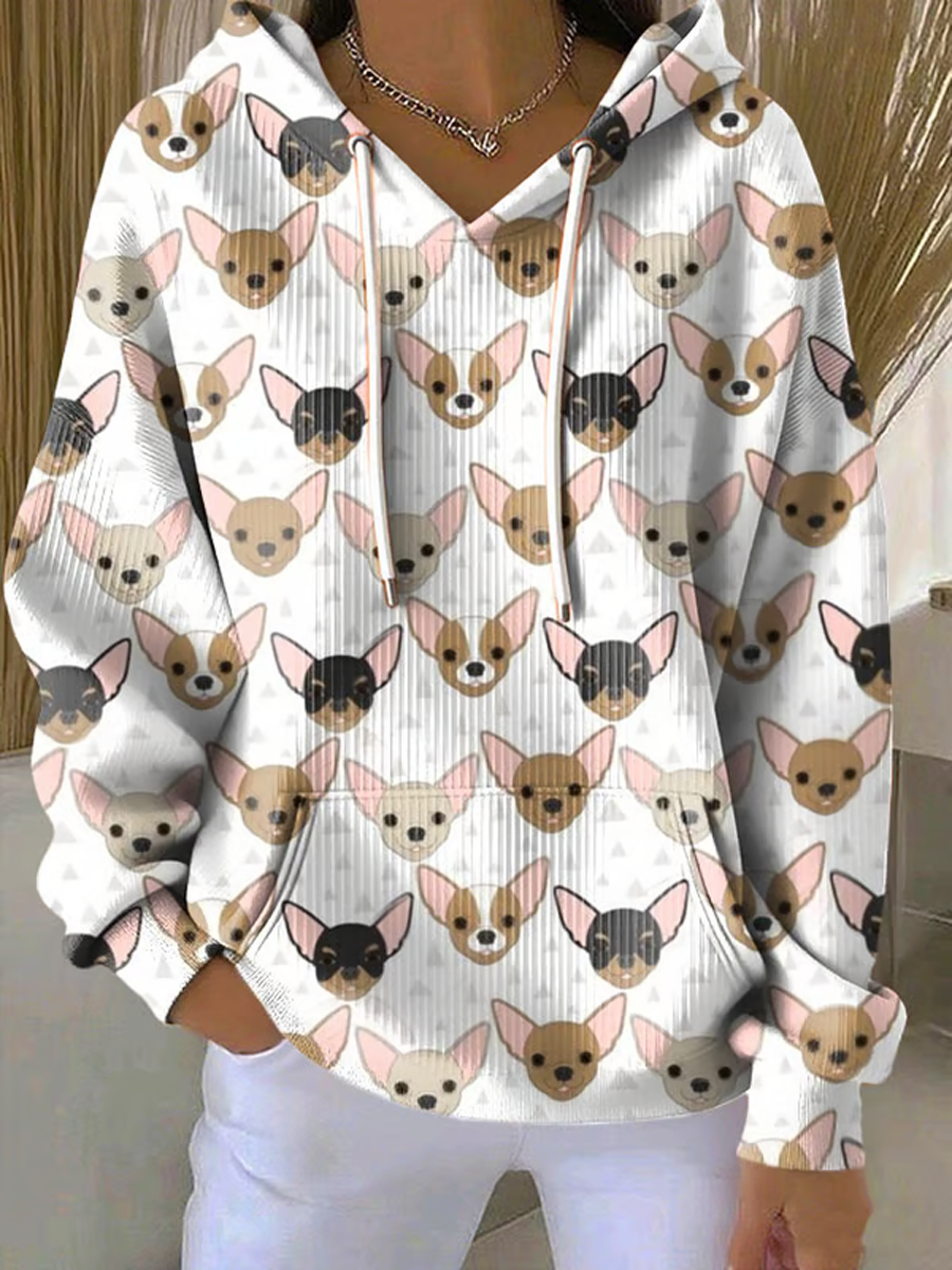 Sweat à capuche décontracté à imprimé mignon pour femmes