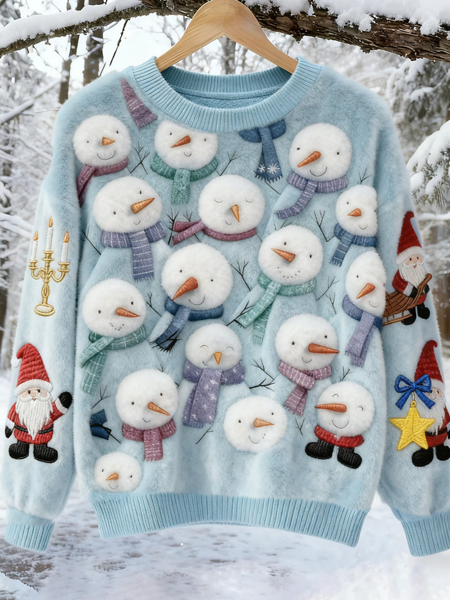 Top Décontracté en Flanelle Imprimé Art de Noël Animal Rétro Femme