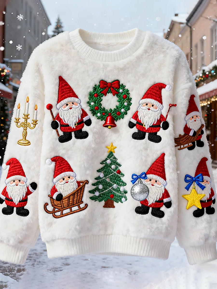 Top Décontracté en Flanelle Imprimé Art de Noël Animal Rétro Femme