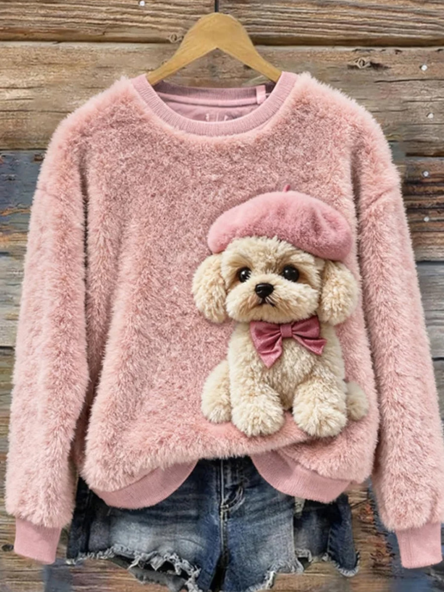 Top Décontracté en Flanelle Imprimé Art de Noël Animal Rétro Femme