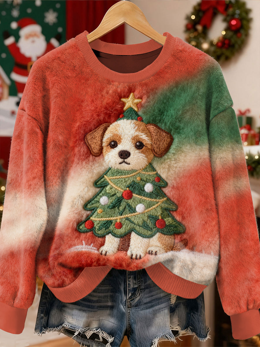 Sweat-shirt à manches longues décontracté magnifique motif de chien de Noël