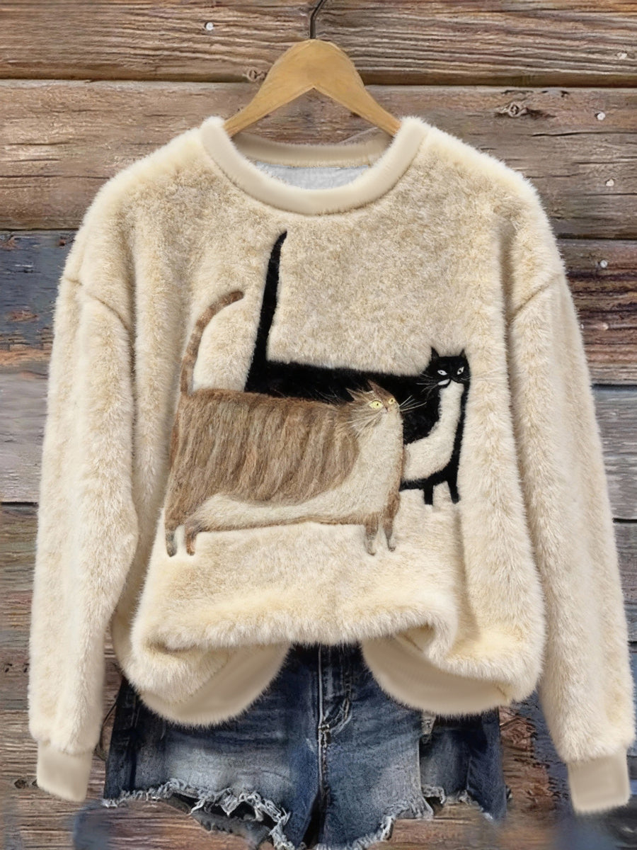 Drôle de chat abstrait Art Flanelle Hoodie des femmes