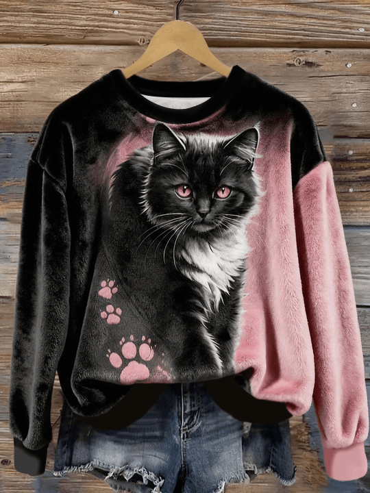 Drôle de chat abstrait Art Flanelle Hoodie des femmes