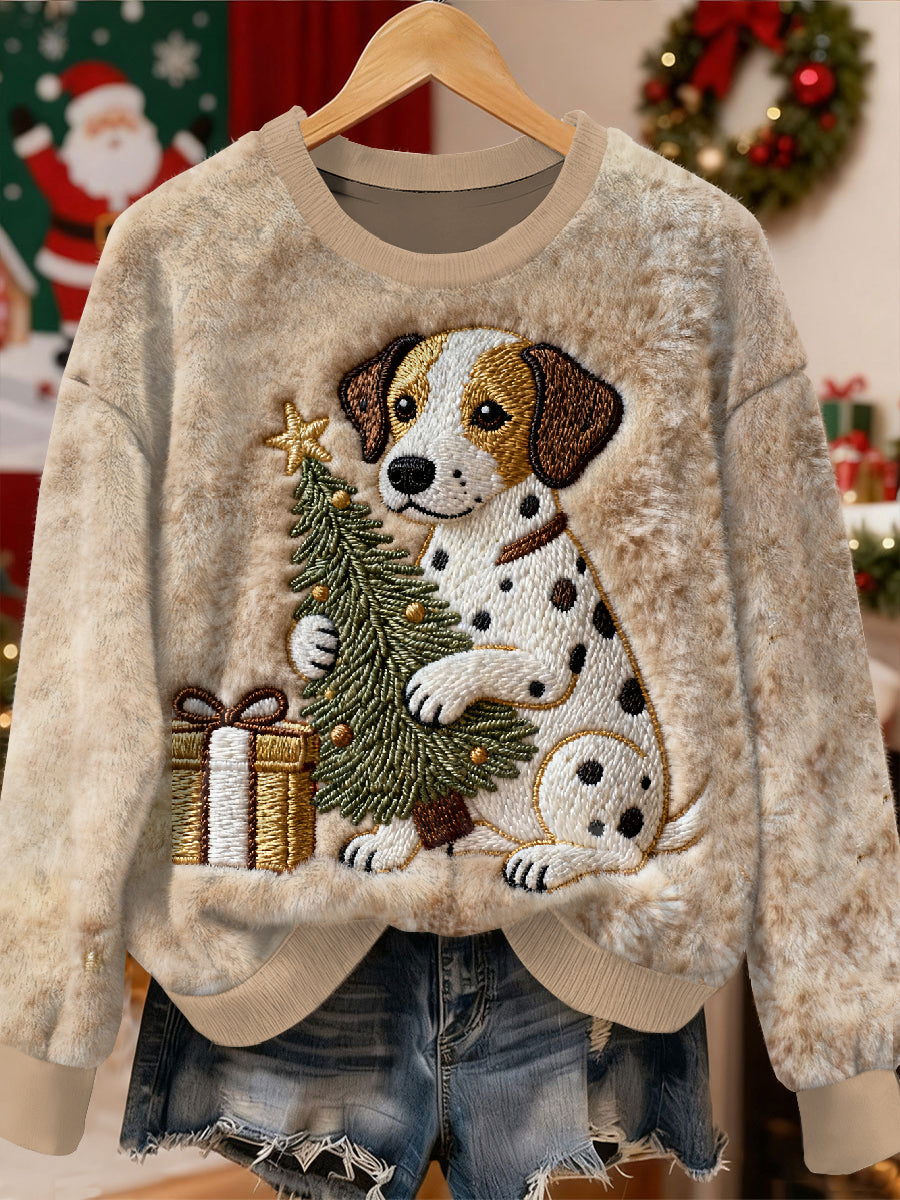 Sweat-shirt à manches longues décontracté magnifique motif de chien de Noël