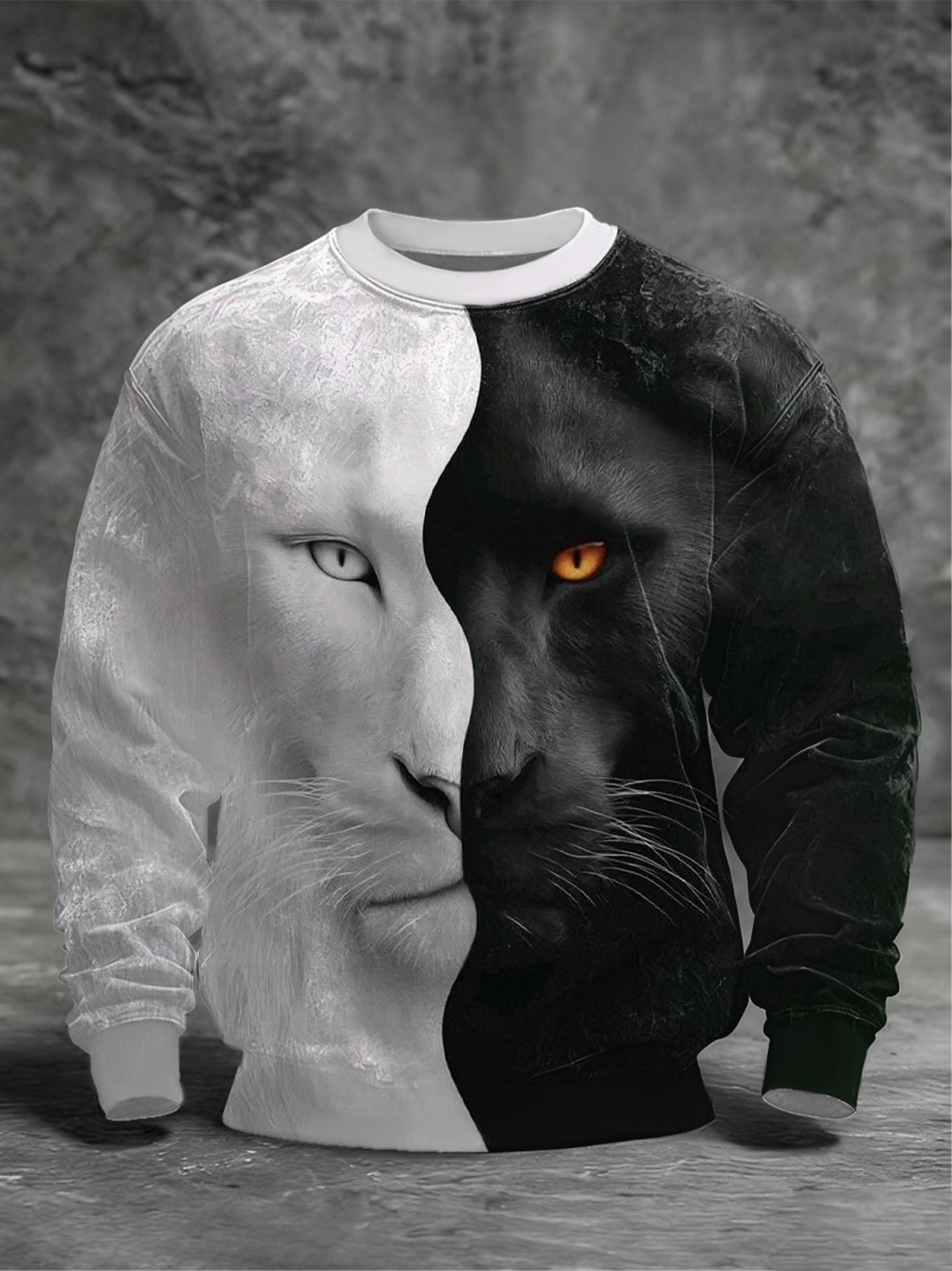 Sweat-shirt Animal Art Crew Neck Homme