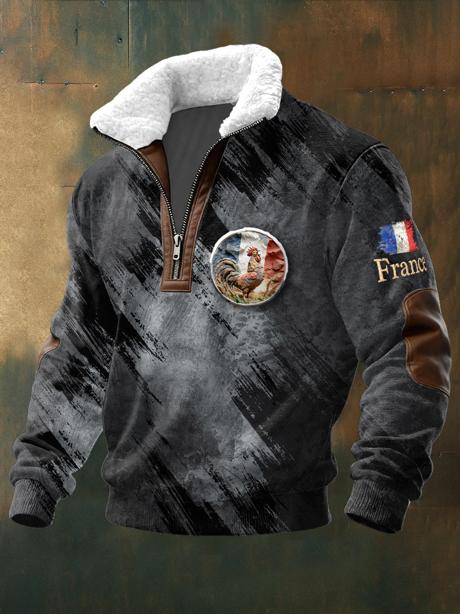 Sweat-shirt Homme French Rooster Noir Stand-Up Collar