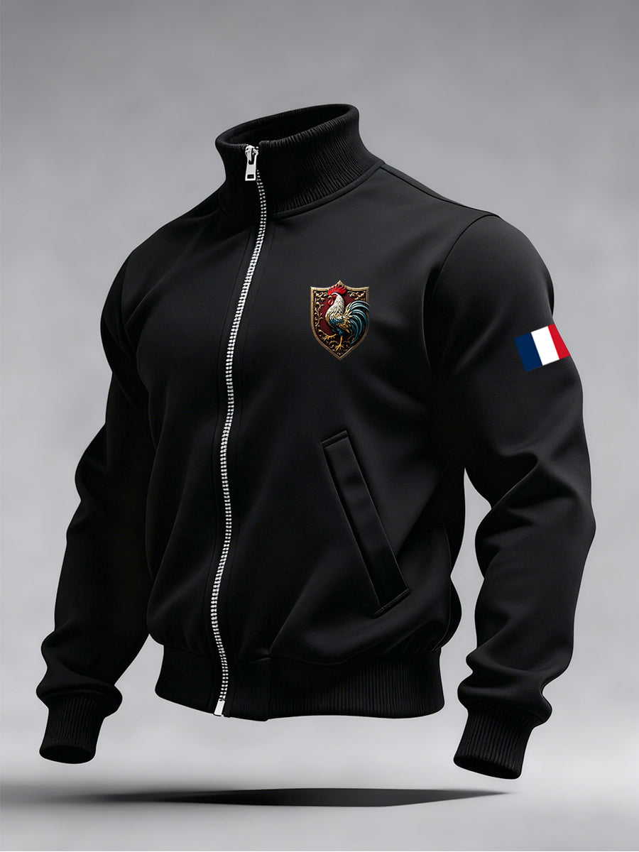 Mode Vintage Casual Stand Collar Zip-Up Sweatshirt pour hommes