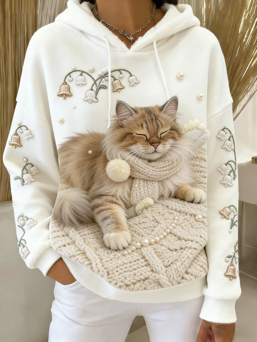 Sweat-shirt à capuche en flanelle à imprimé animal rétro femme