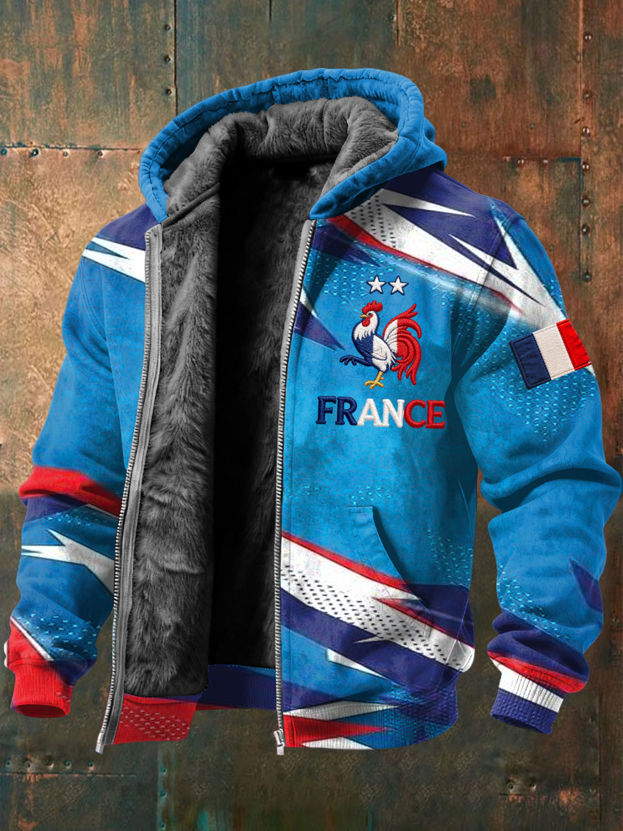 Veste à capuche avec doublure en molleton géométrique abstraite coq français rétro