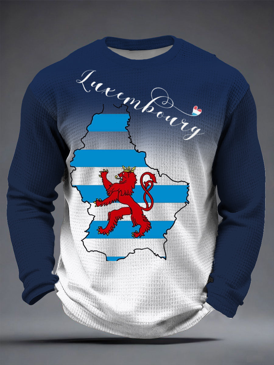 T-shirt graphique élégant Luxembourg Map & Lion pour hommes