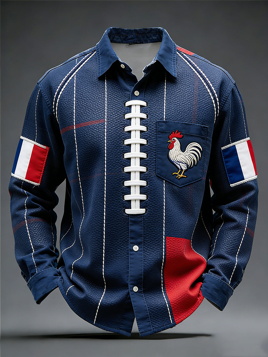 Chemise Décontractée Rétro Style Rugby Français
