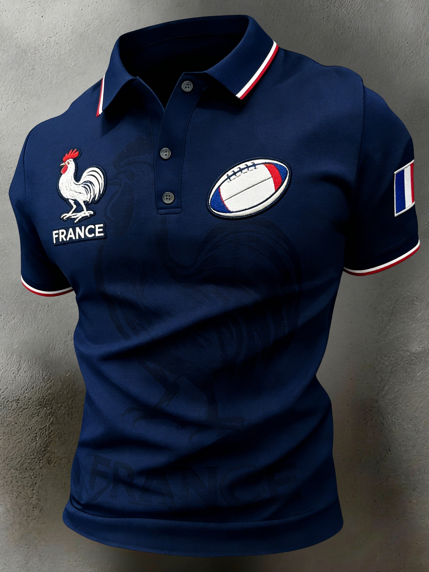 Le rugby français des hommes Flag-Themed Art Print Polo pour les fans encourageants