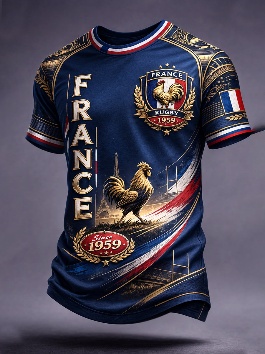 T-shirt décontracté rétro style rugby français