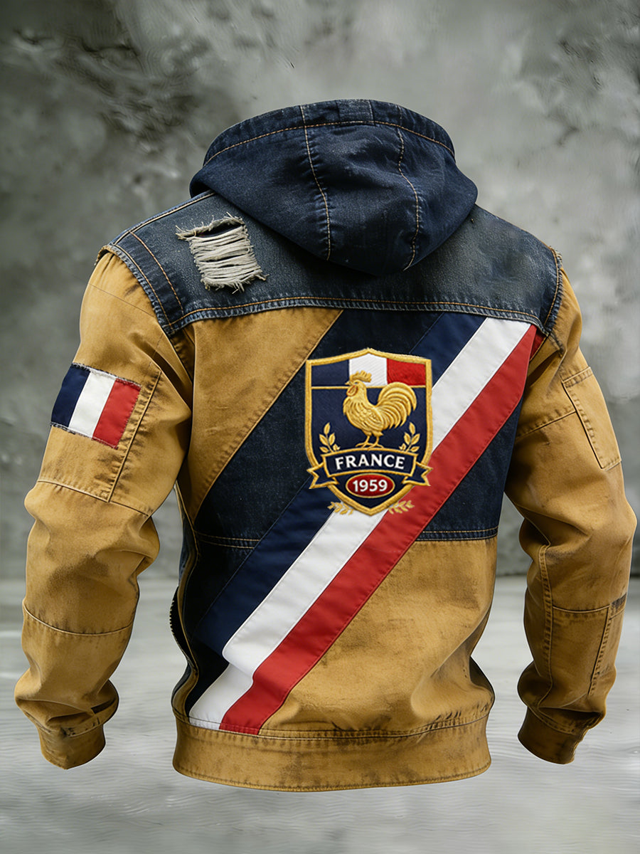 Sweat à capuche décontracté et confortable de style rugby français rétro