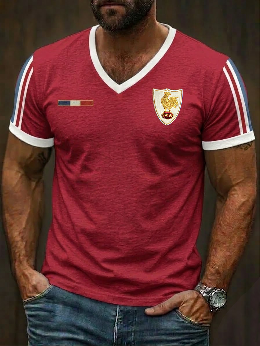 T-shirt France Rugby à col V Homme