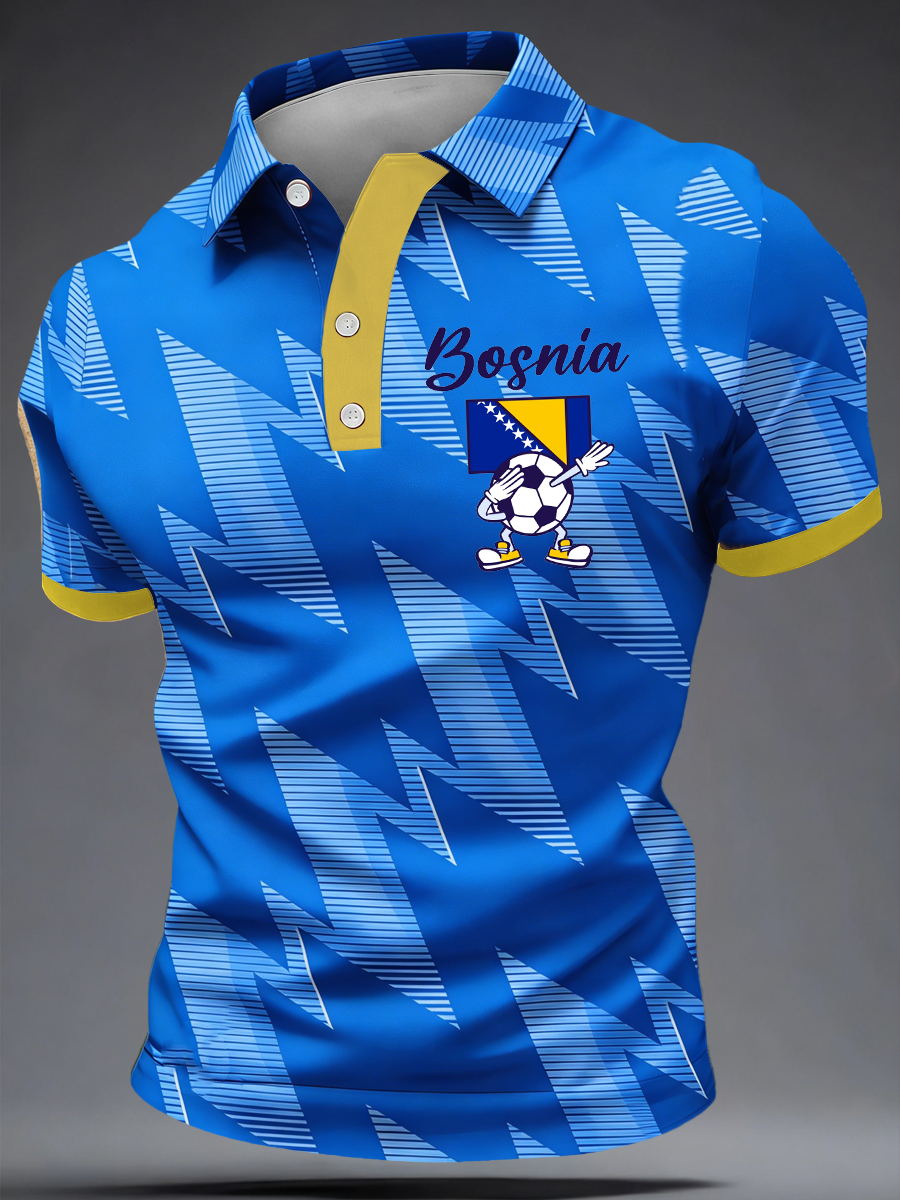Polo imprimé pour hommes, motif Bosnia ZMAJEVI, pour les amateurs de football