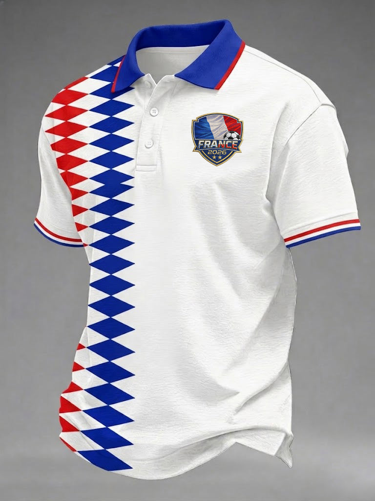 Chemise imprimée de football française pour hommes