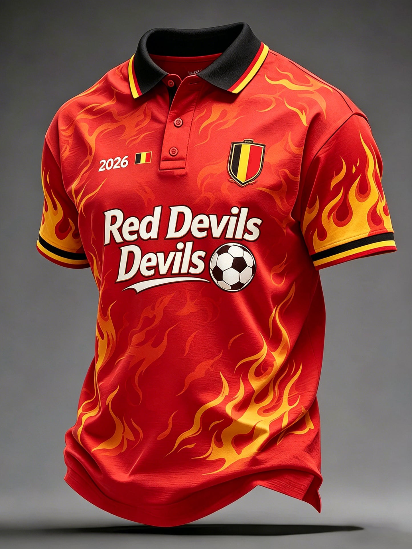 T-shirt polo avec impression artistique de supporters lors d’un match de football belge pour hommes