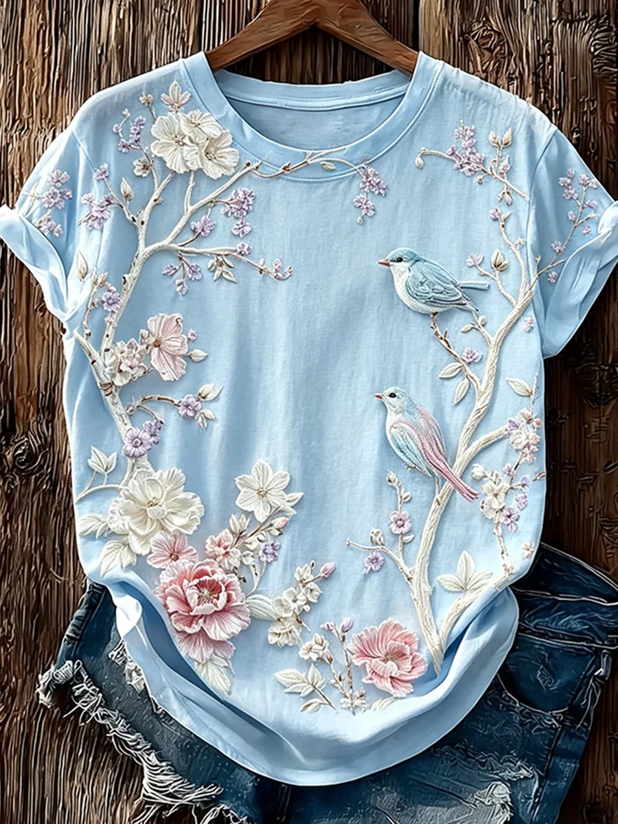 T-shirt décontracté vintage pour femmes avec imprimé d'art animalier