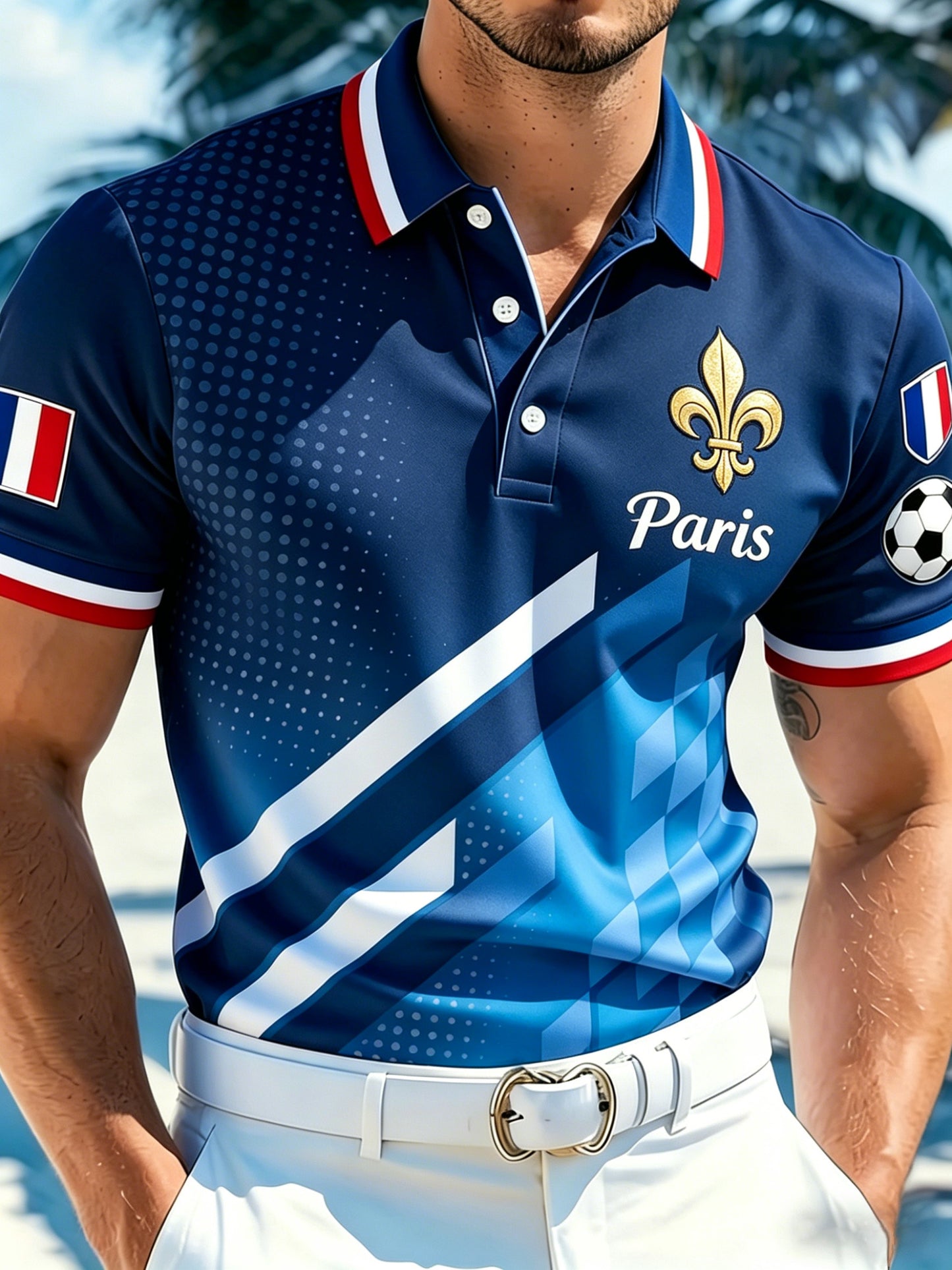 Impression d’art sur polo de soutien au match de football du Paris Saint-Germain pour hommes