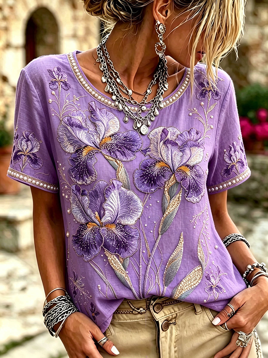 Hauts à fleurs mauves Alzheimer pour femmes