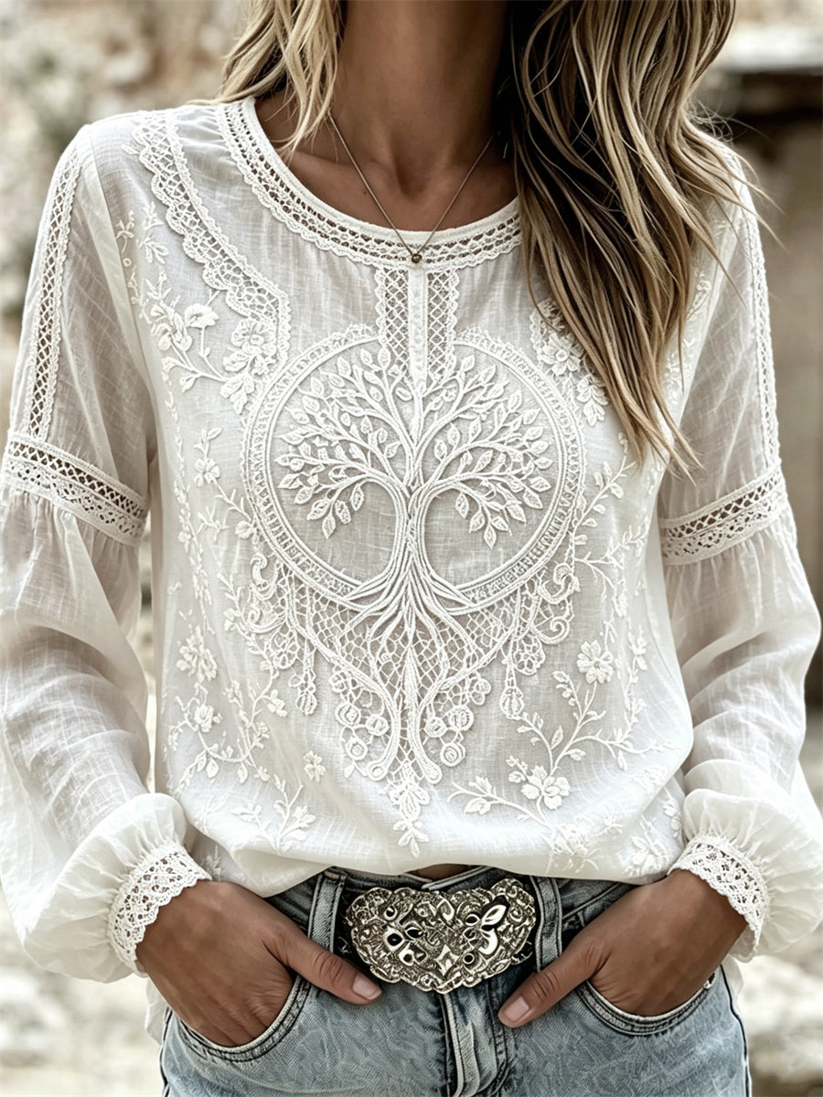 Chemise Femme Viking Tree of Life Classy Imprimé Floral Coton-Lin