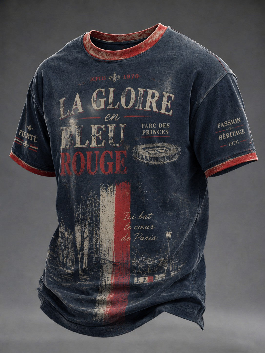 T-shirt homme La Gloire en Bleu Rouge à imprimé footballistique