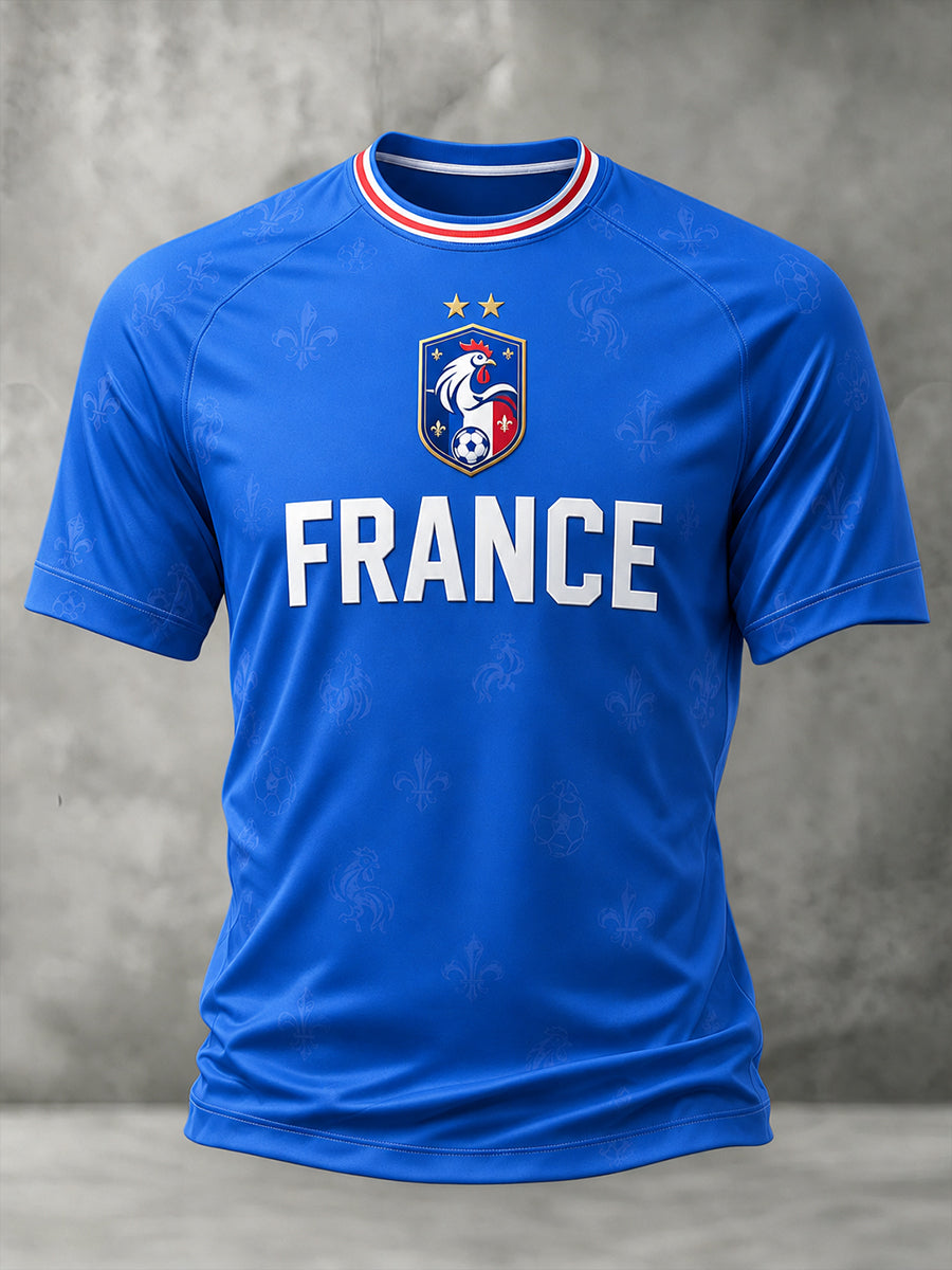 T-shirt manches courtes de football français pour hommes